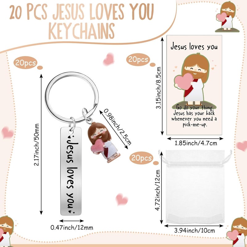 CraftyDream Jesus Loves You Keychain Valentines Christian Positive Gift Jesus Figurine for Christ Church - Image 2